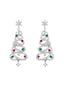 Orecchini in argento con strass colorati a forma di albero di Natale