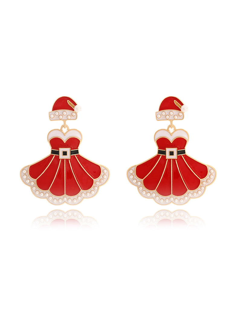 Orecchini con abito natalizio e cappello da Babbo Natale