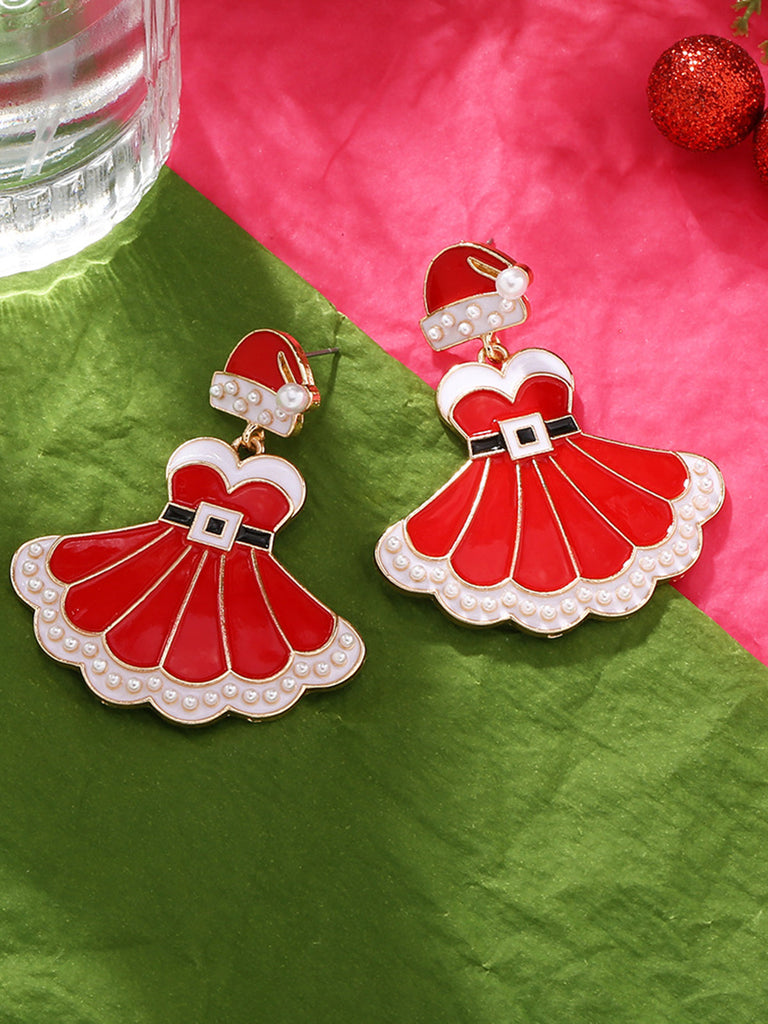 Orecchini con abito natalizio e cappello da Babbo Natale