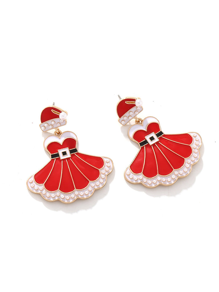 Orecchini con abito natalizio e cappello da Babbo Natale