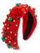Cerchietto con perline colorate e strass natalizi rosso