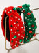 Cerchietto con perline colorate e strass natalizi rosso
