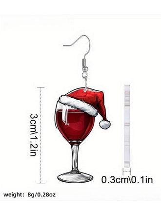 Orecchini pendenti a forma di calice di vino natalizio