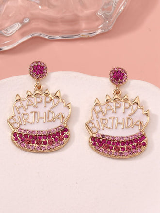 Orecchini vintage a forma di torta di compleanno con strass