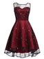 Abito in rete con lacci sulla schiena bordeaux anni '50
