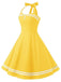 Abito a ruota scollo all'americana giallo anni '50