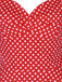 Abito a ruota a pois con scollo all'americana rosso anni '50
