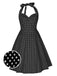 Abito a ruota a pois con scollo all'americana rosso anni '50