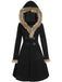 Cappotto con fibbia solida e rifiniture in pelliccia bordeaux anni '50