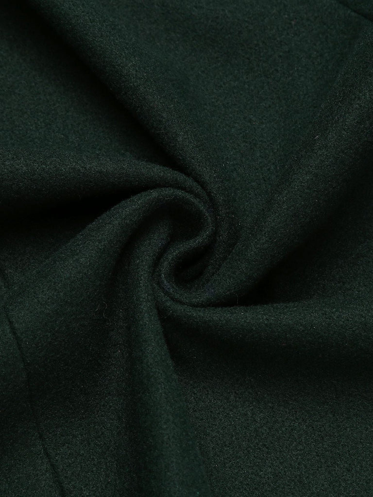 Cappotto con bottoni tinta unita verde scuro anni '50