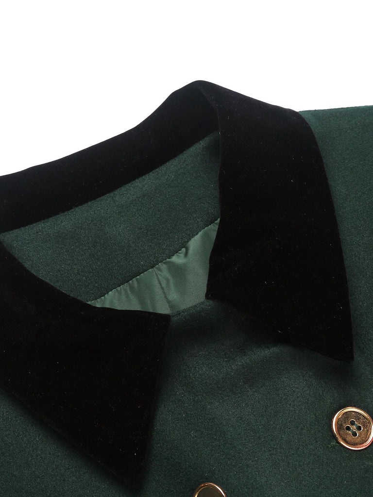 Cappotto con bottoni tinta unita verde scuro anni '50
