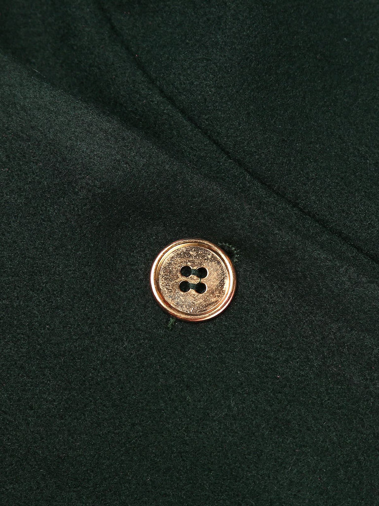 Cappotto con bottoni tinta unita verde scuro anni '50