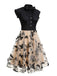 Abito vintage patchwork a farfalla nero anni '50