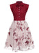 Abito vintage patchwork floreale in rete verde anni '50