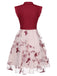 Abito vintage patchwork floreale in rete verde anni '50