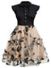 [Prevendita] [Taglie forti] Abito vintage nero 1950 con patchwork a farfalla