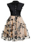 [Prevendita] [Taglie forti] Abito vintage nero 1950 con patchwork a farfalla