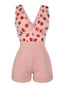 Tuta corta in pizzo patchwork rosa fragola anni '50