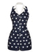 Tuta corta a stelle con risvolto blu navy anni '50
