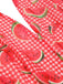 Tuta corta anguria plaid scollo all'americana rosso anni '50