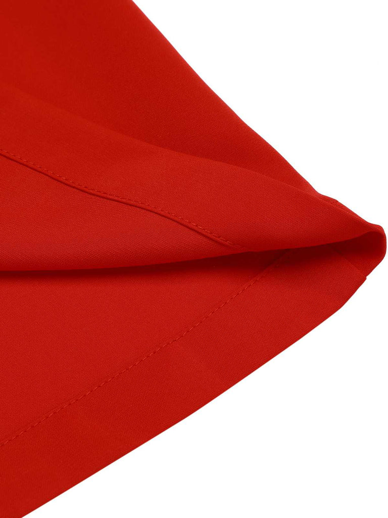 Tuta corta lacci scollo a V color ciliegia rossa anni '50