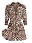 Tuta corta vintage con lacci e revers leopardo anni '50