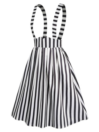 Gonna con bretelle a righe bianco e nero anni '50