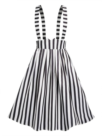 Gonna con bretelle a righe bianco e nero anni '50