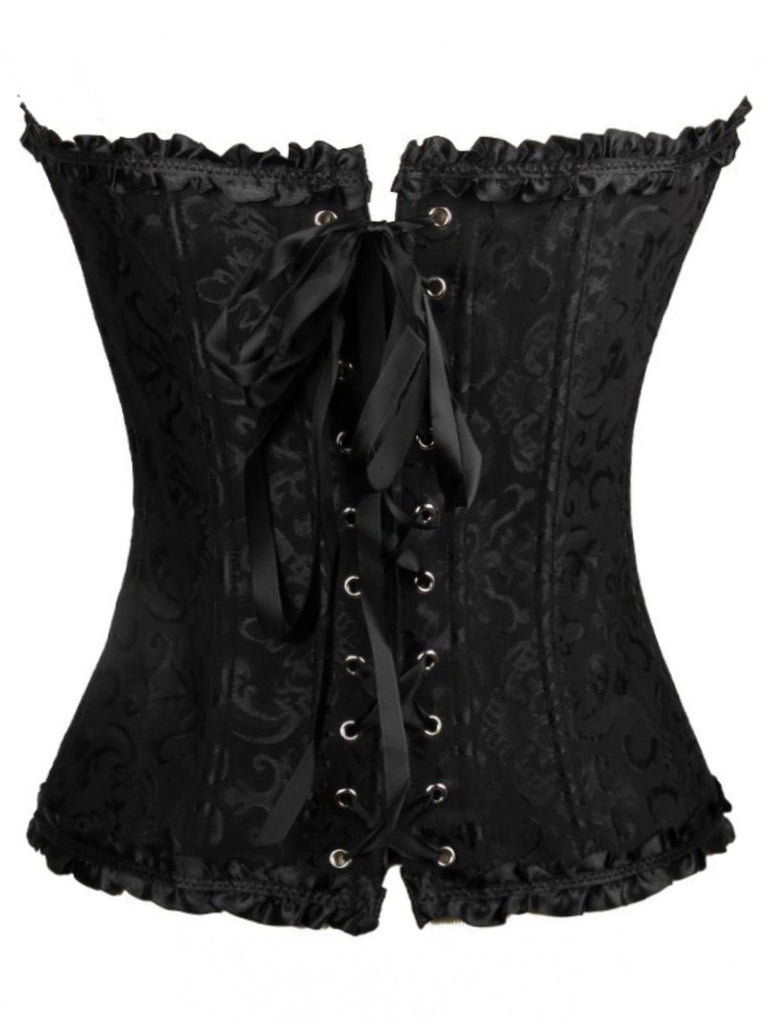 Corsetto overbust in pizzo gotico nero steampunk