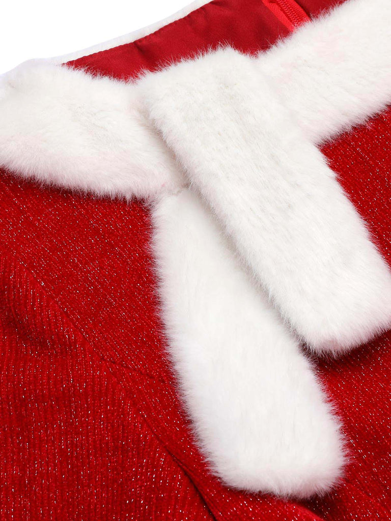 Abito natalizio in peluche rosso anni '50