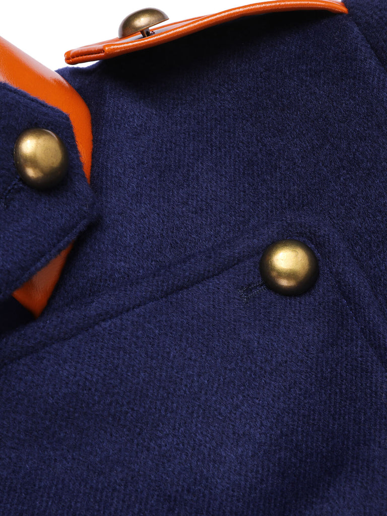 Cappotto patchwork con bottoni blu navy anni '40