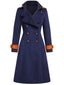 Cappotto patchwork con bottoni blu navy anni '40