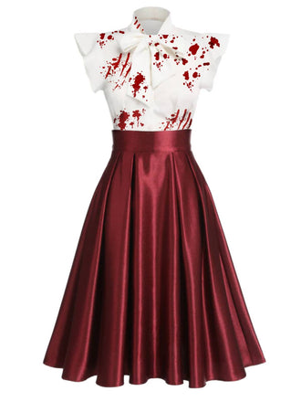 Abito patchwork con fiocco di sangue Halloween anni '50