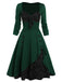 Abito a ruota in pizzo patchwork verde anni '50