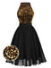 Abito con glitter oro patchwork rosso anni '50