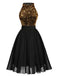 Abito con glitter oro patchwork rosso anni '50