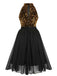 Abito con glitter oro patchwork rosso anni '50
