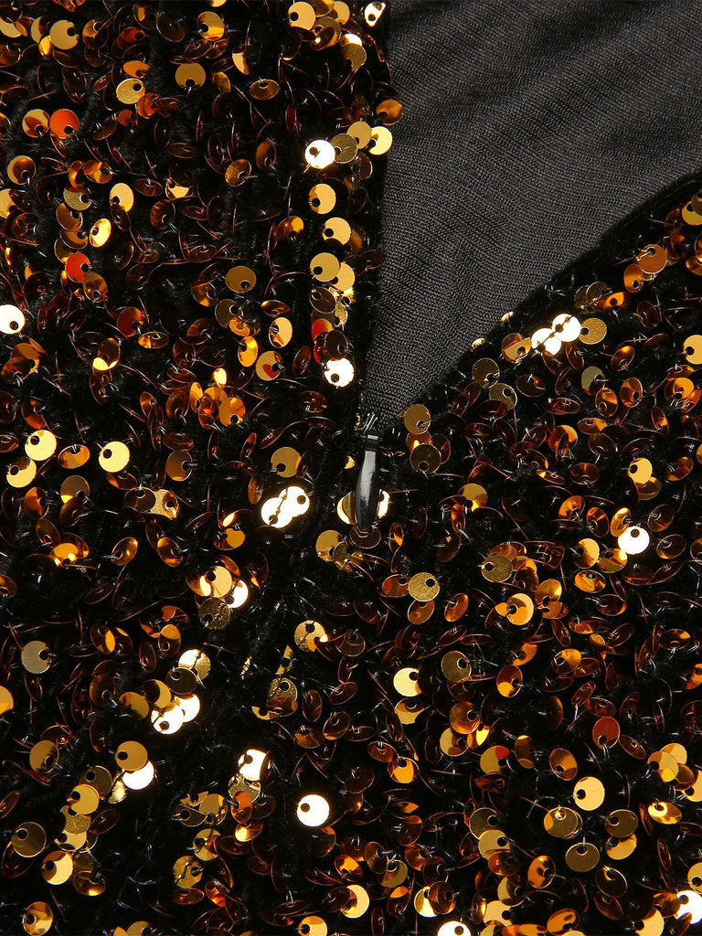 Abito con glitter oro patchwork rosso anni '50