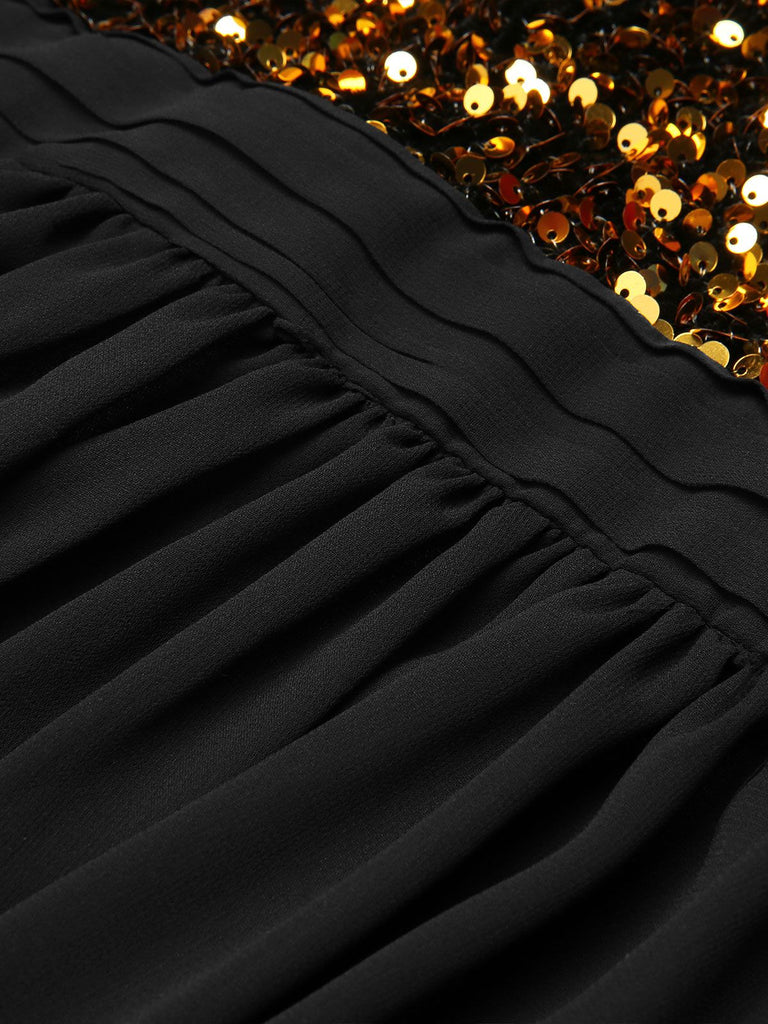 Abito con glitter oro patchwork rosso anni '50