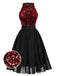 Abito con glitter oro patchwork rosso anni '50