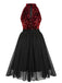 Abito con glitter oro patchwork rosso anni '50