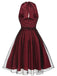 Abito a rete pois scollo all'americana rosso anni '50