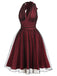 Abito a rete pois scollo all'americana rosso anni '50