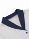 Abito patchwork con cintura blu e bianco anni '50