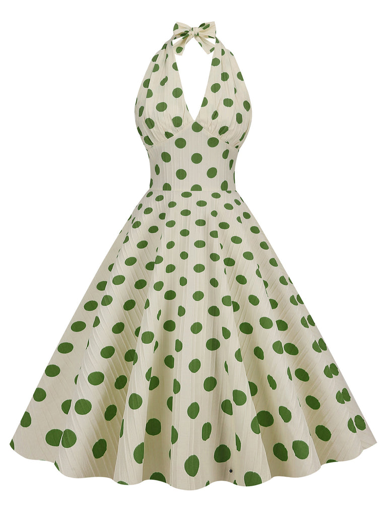 Abito a ruota con a pois  scollo all'americana anni '50