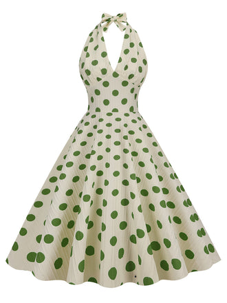 Abito a ruota con a pois  scollo all'americana anni '50