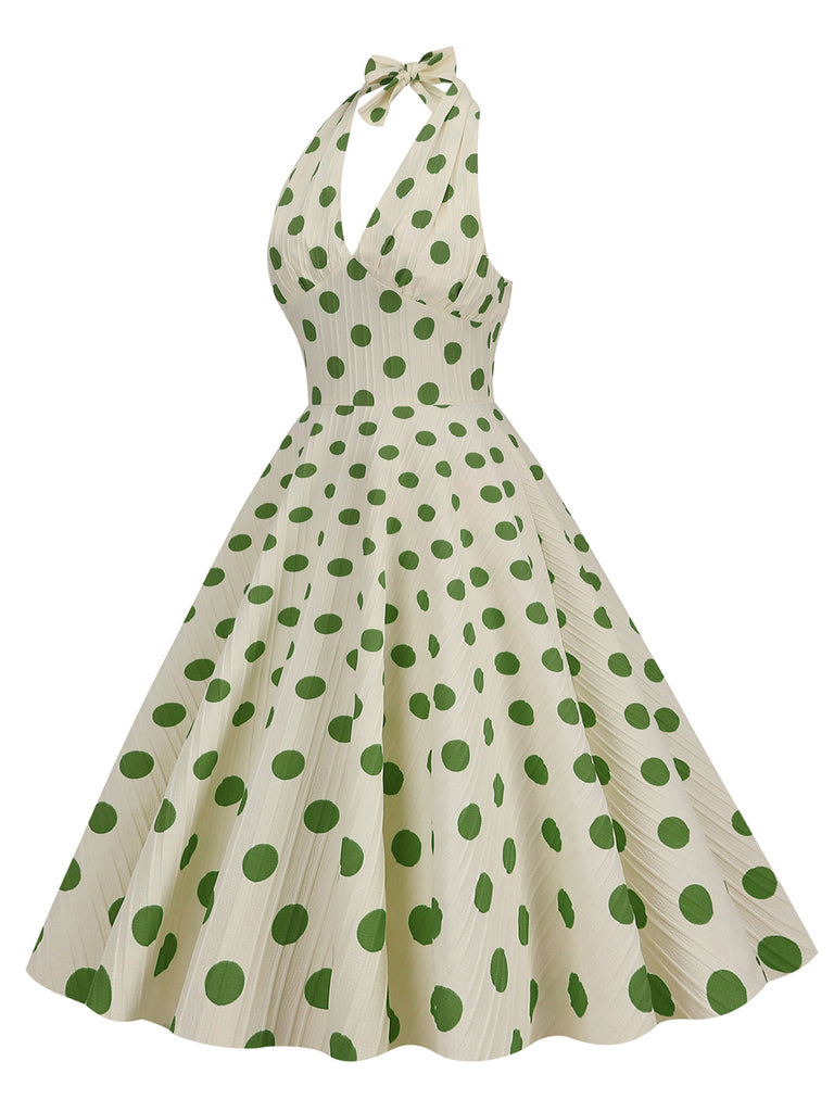 Abito a ruota con a pois  scollo all'americana anni '50