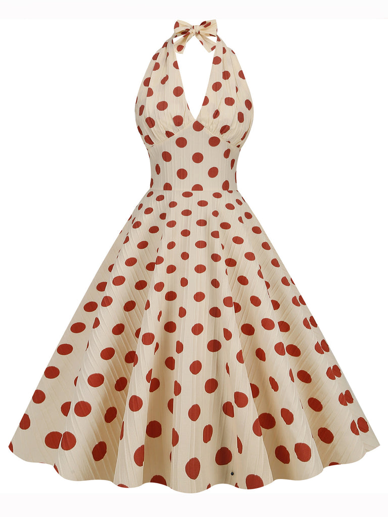 Abito a ruota con a pois  scollo all'americana anni '50