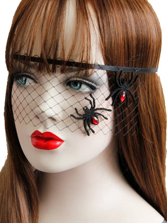 Cerchietto a rete con strass a forma di ragno Halloween