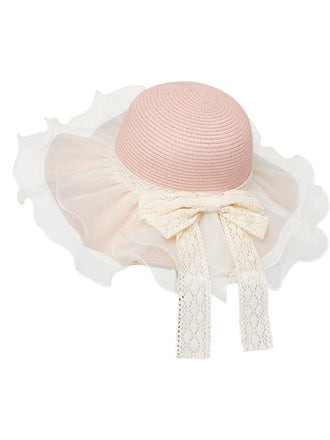 Cappello da sole con fiocco in pizzo e balza trasparente vintage